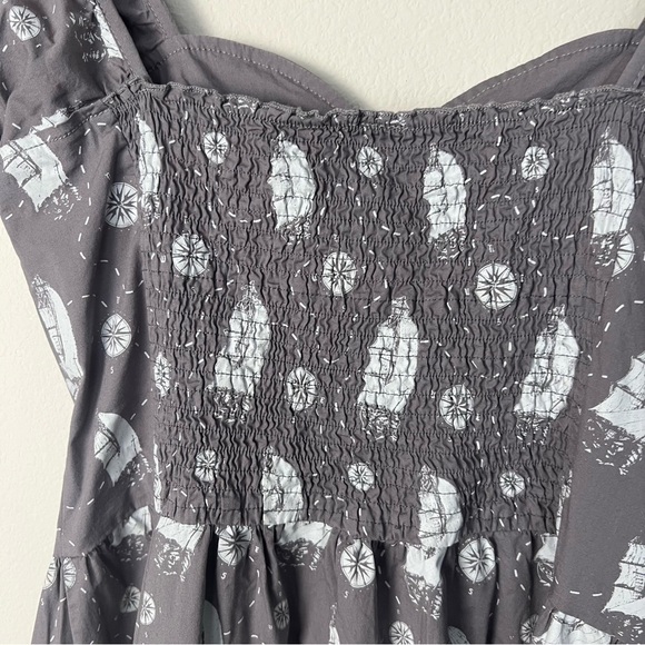 Sourpuss Retro Pinup Mini Dress Gray Sailing Ships Nautical Beach Size Medium - Picture 5 of 8